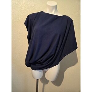Complex geometries Navy Blue Draped Avant-Garde Oversized Asymmetrical s/p